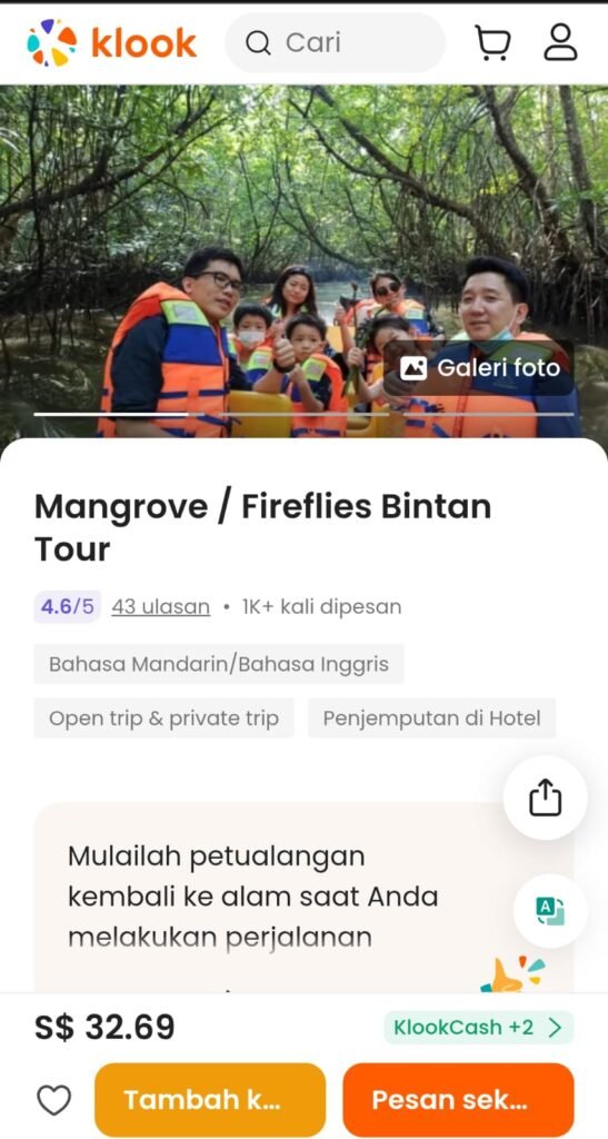 Klook bintan prices are high.